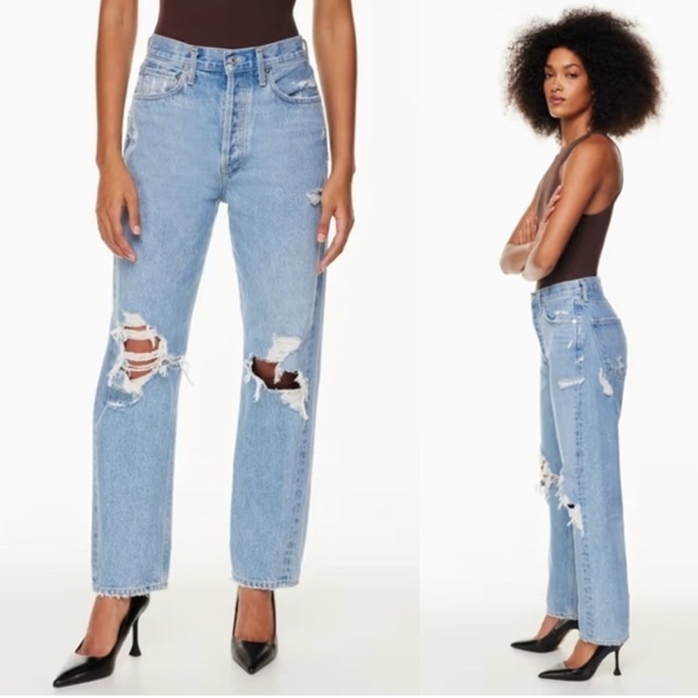 Agolde 90s jeans mid rise distressed loose fit size 23